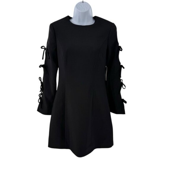 Hyacinth House NEW Black Bow Long Sleeve Belinda Cocktail Mini Dress Size XS - Picture 4 of 11